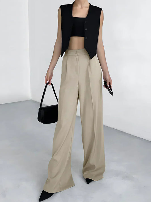 Pantaloni Largi Casual cu Buzunare