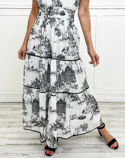 SAVANNAH – ELEGANȚĂ TIMPLESĂ ÎN ROCHIE MAXI CU VOLANE