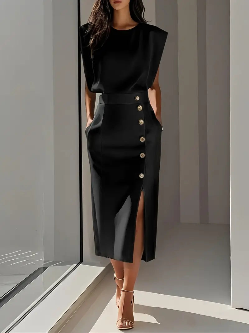 Louvenia | Rochie Midi Cu Fante Laterale