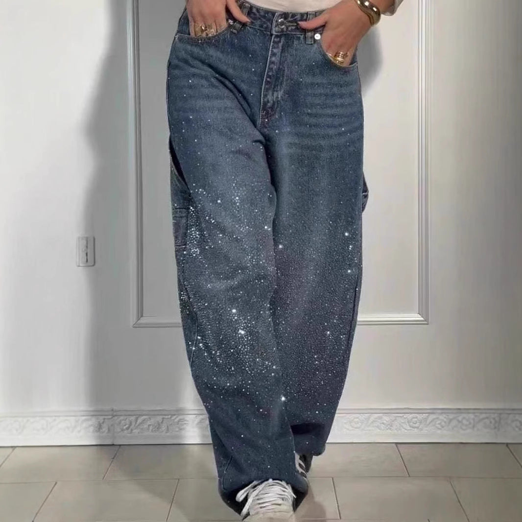 Raphaelle | Pantaloni Cargo Denim Trendy cu Stele