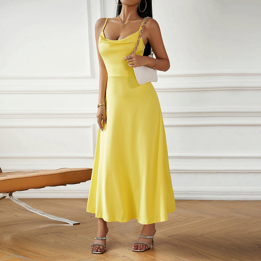 Adina – Rochie lungă tip slip dress din mătase răcoritoare