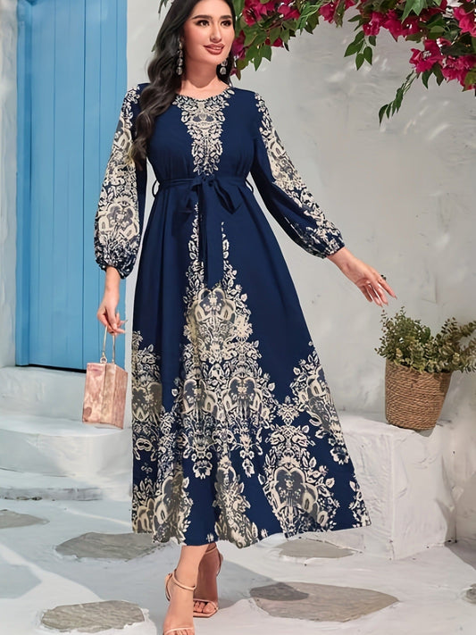 TOVE – ROCHIE LUNGĂ DIN MATERIAL UȘOR, CU DECOLTEU ÎN V, CULOARE BLEUMARIN