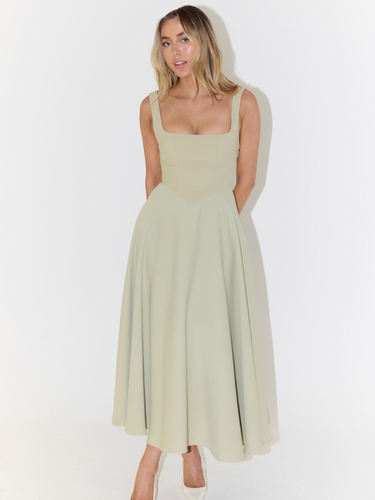 Rochie Midi Corset Fără Mâneci pentru Femei