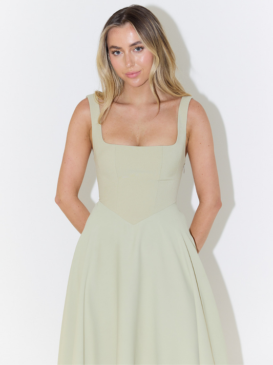 Rochie Midi Corset Fără Mâneci pentru Femei
