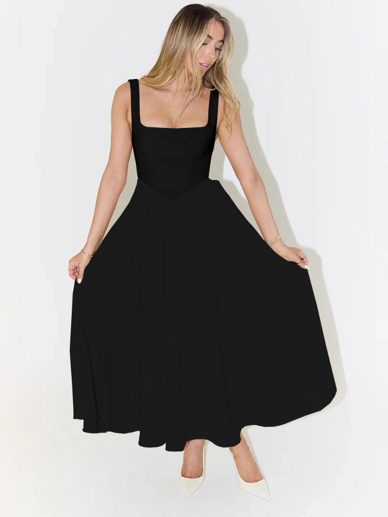 Rochie Midi Corset Fără Mâneci pentru Femei