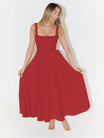 Rochie Midi Corset Fără Mâneci pentru Femei