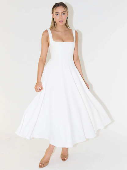 Rochie Midi Corset Fără Mâneci pentru Femei