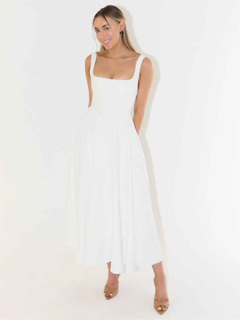 Rochie Midi Corset Fără Mâneci pentru Femei