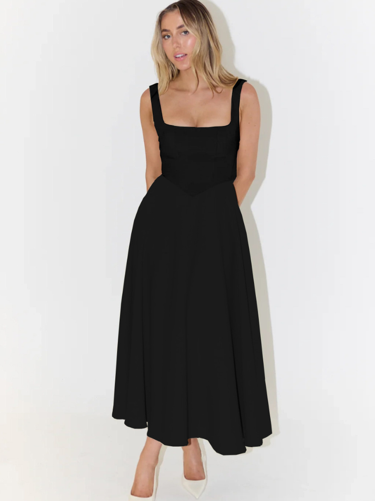 Rochie Midi Corset Fără Mâneci pentru Femei
