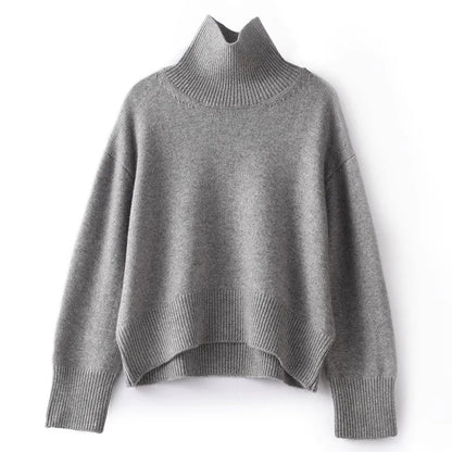 Elena™ - Pulover din Cashmere Pur cu Guler Înalt