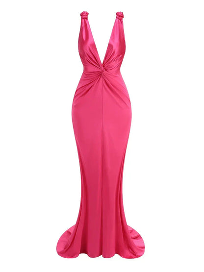 Zoey | Rochie Maxi Fără Mâneci cu Plisaje Subțiri