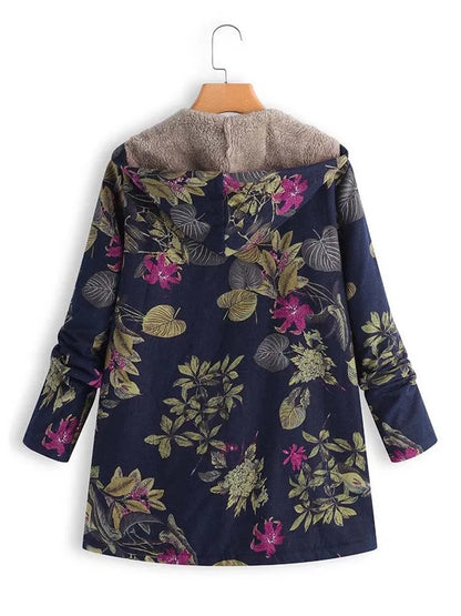 Jachetă Caldă pentru Femei cu Imprimare Florală