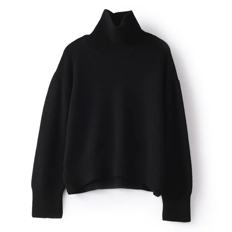 Elena™ - Pulover din Cashmere Pur cu Guler Înalt
