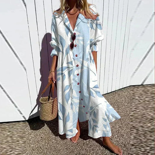 ISLA – ROCHIE MAXI CU BUTON ÎN VÂNTUL DE PE COASTĂ