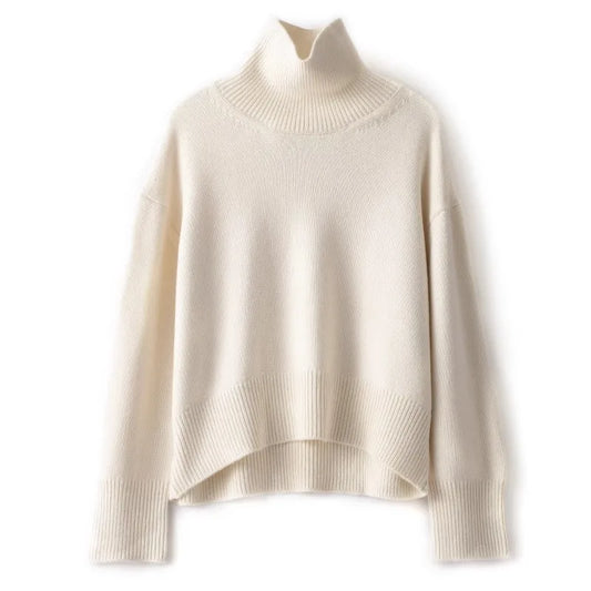 Elena™ - Pulover din Cashmere Pur cu Guler Înalt