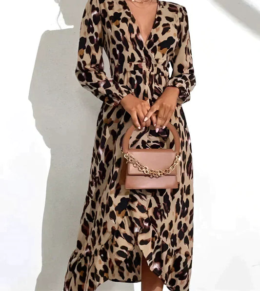 SELAH – ROCHIE MAXI CU PATRON LEOPARD PENTRU TOAMNĂ