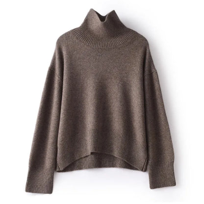 Elena™ - Pulover din Cashmere Pur cu Guler Înalt
