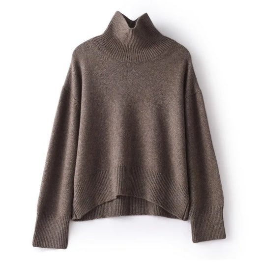 Elena™ - Pulover din Cashmere Pur cu Guler Înalt