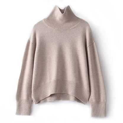 Elena™ - Pulover din Cashmere Pur cu Guler Înalt