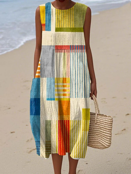 Sierra – Rochie Midi Patchwork Relaxată