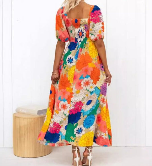 Sarah - Rochie Maxi cu Imprimare Florală