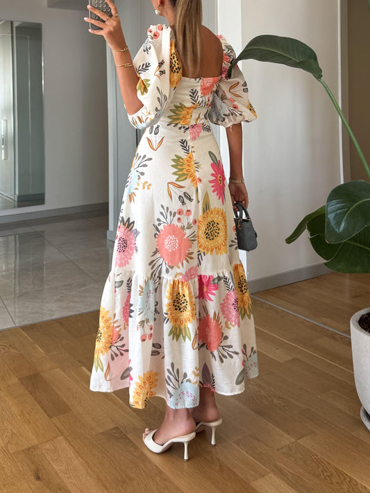 CAMILLE – ROCHIE CU MÂNECI PUFOASE ȘI ELEGANȚĂ ÎN FLORILE