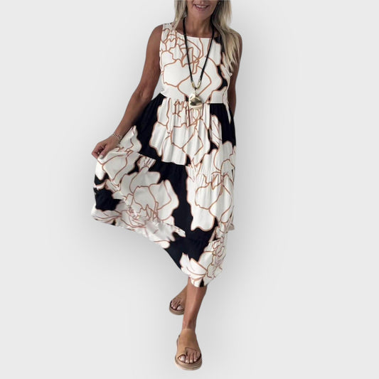 EVITA – ROCHIE FLORALĂ STILATĂ CU UMERI DESCOPERIȚI