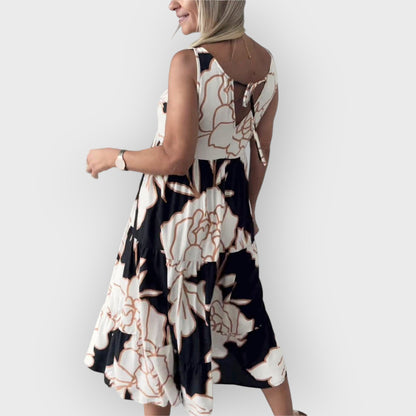 EVITA – ROCHIE FLORALĂ STILATĂ CU UMERI DESCOPERIȚI