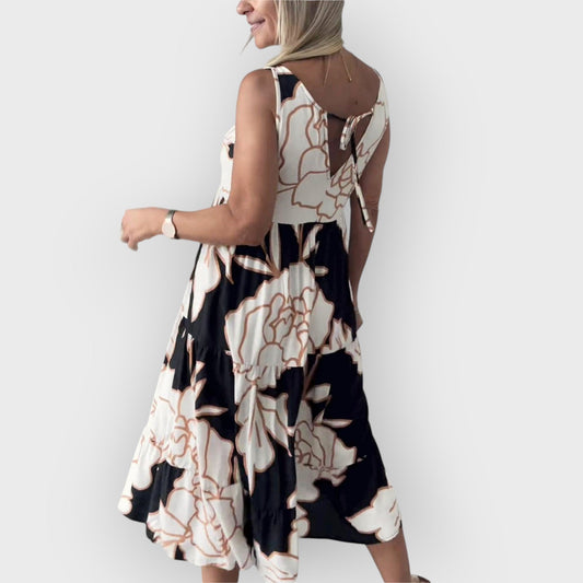 EVITA – ROCHIE FLORALĂ STILATĂ CU UMERI DESCOPERIȚI