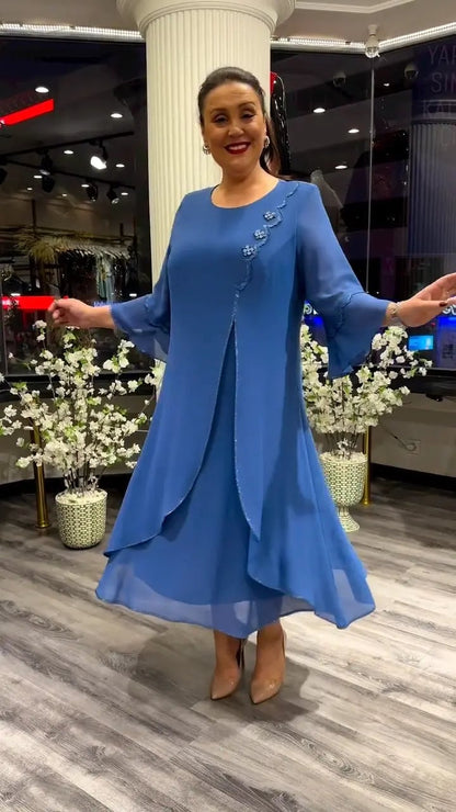 SAMARA – ROCHIE LARGĂ DIN CHIFFON DE CULOARE UNIFORMĂ PENTRU FEMEI