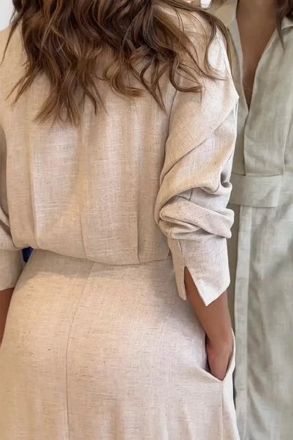 Eulalia | Rochie Maxi din Bumbac și In