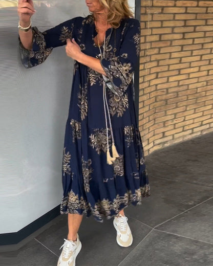 Nora – Rochie Midi Vintage Cu Decolteu În V