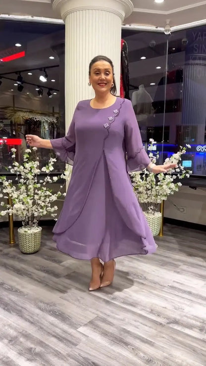 SAMARA – ROCHIE LARGĂ DIN CHIFFON DE CULOARE UNIFORMĂ PENTRU FEMEI