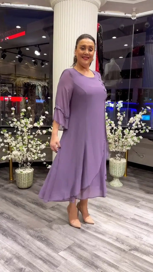 SAMARA – ROCHIE LARGĂ DIN CHIFFON DE CULOARE UNIFORMĂ PENTRU FEMEI