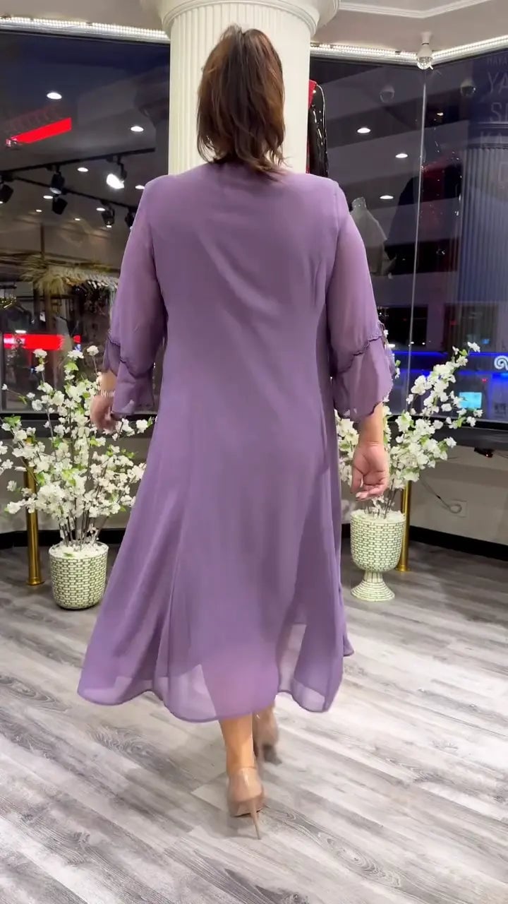SAMARA – ROCHIE LARGĂ DIN CHIFFON DE CULOARE UNIFORMĂ PENTRU FEMEI