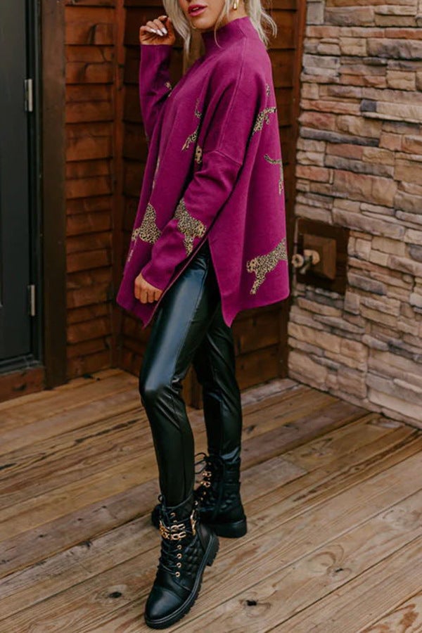 VIDA – BLUZĂ CASUAL VINTAGE CU IMPRIMEU TIGRU ȘI LEOPARD