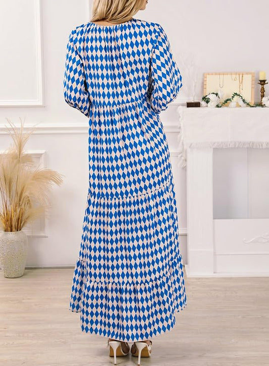 WINONA – ROCHIE MAXI GEOMETRICĂ BOHO CU MÂNECI PUFOS