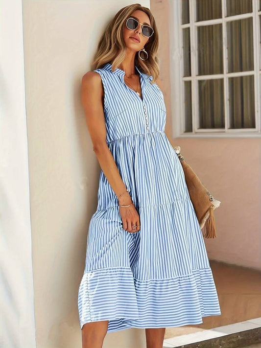 Daisy | Rochie fără mâneci cu dungi