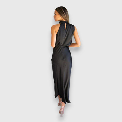Daisy | Rochie Elegantă din Satin cu Guler Halter