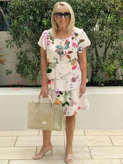 Maureen | Rochie Florală Cascadantă cu Plante Multiple