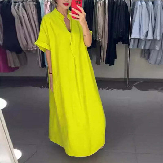 VALENCIA – ROCHIE LUNGĂ DIN CAMEȘĂ PENTRU FEMEI CU BUZUNARE