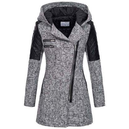 Zoë™ – Geacă de iarnă cu fermoar înclinat, elegantă