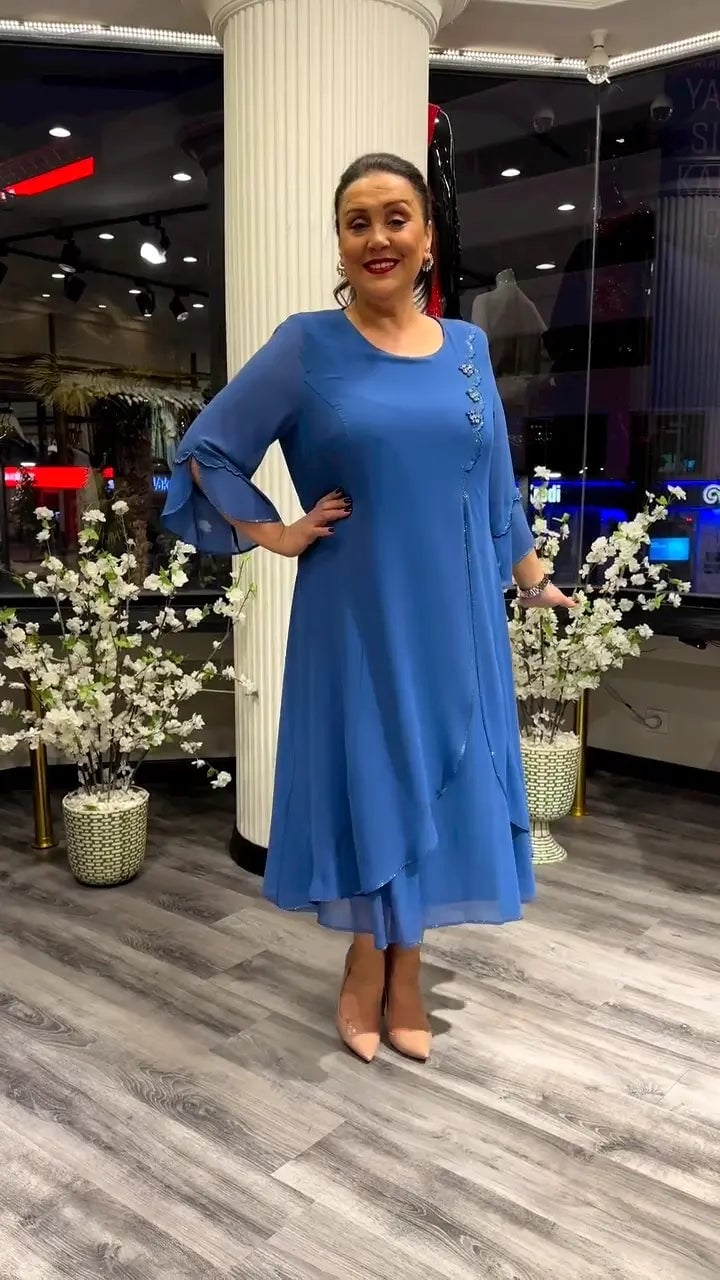 SAMARA – ROCHIE LARGĂ DIN CHIFFON DE CULOARE UNIFORMĂ PENTRU FEMEI