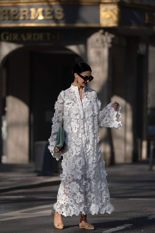 Yelira | Rochie Albă Elegantă din Dantelă