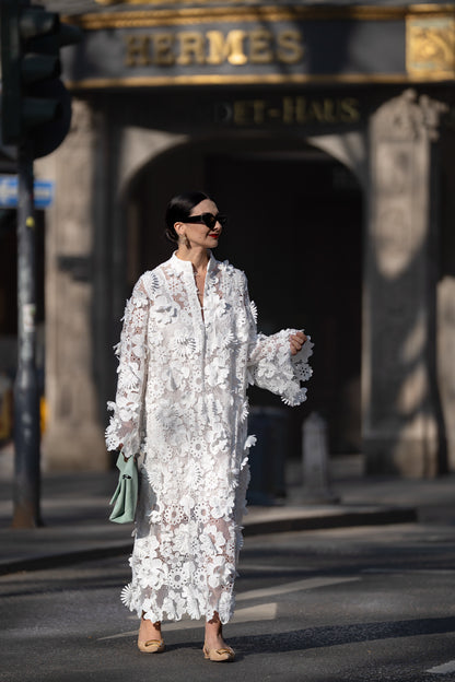 Yelira | Rochie Albă Elegantă din Dantelă