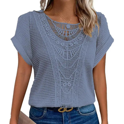 Leah - Top tricotat cu guler rotund elegant