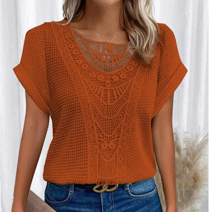 Leah - Top tricotat cu guler rotund elegant
