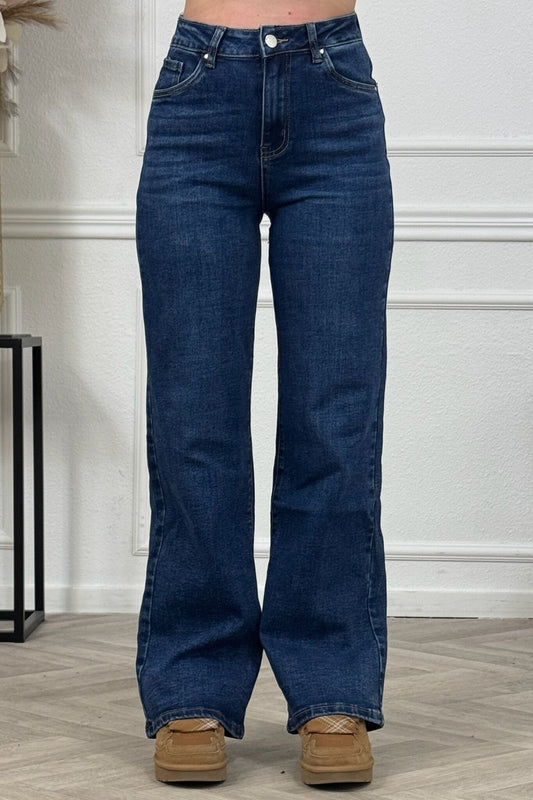 Andra – Blugi Wide Leg, culoare Albastru Regal