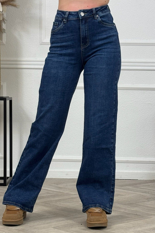 Andra – Blugi Wide Leg, culoare Albastru Regal