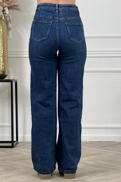 Andra – Blugi Wide Leg, culoare Albastru Regal